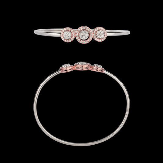 14K Two Tone Gold Diamond Kada - 1.07ct VVS-VS-GH