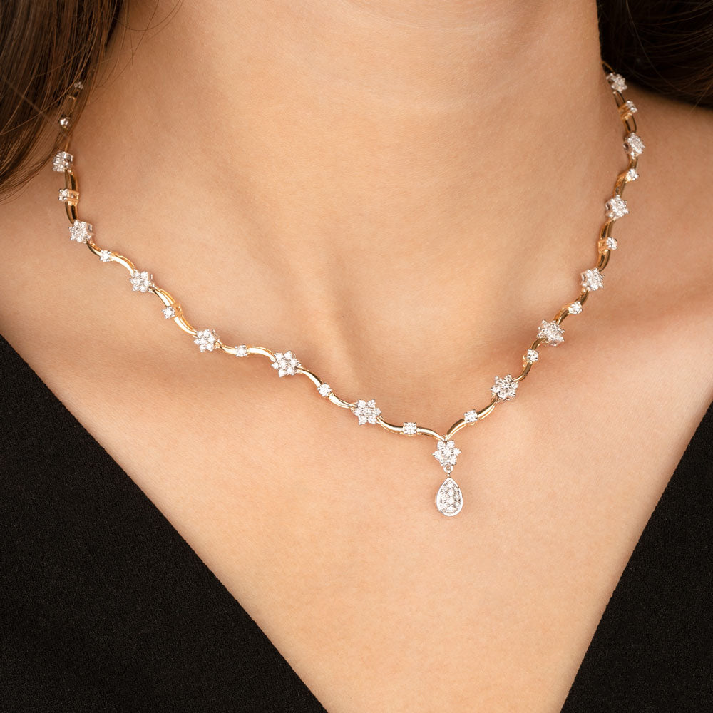 14K Two Tone Gold Diamond Necklace - 1.69ct VVS-VS-IJ