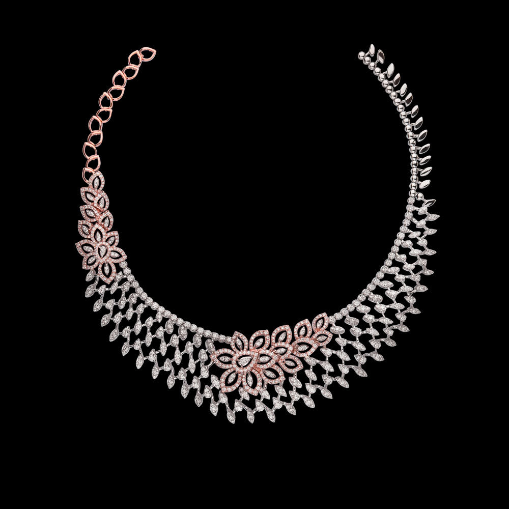 14K Two Tone Gold Diamond Necklace - 10.19ct VVS-VS-HI