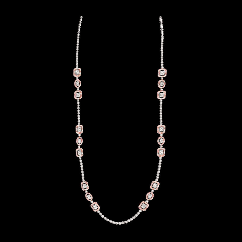 18K Two Tone Gold Diamond Necklace - 7.48ct VS-SI-GH