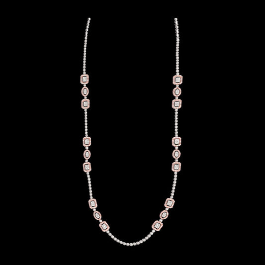 18K Two Tone Gold Diamond Necklace - 7.48ct VS-SI-GH