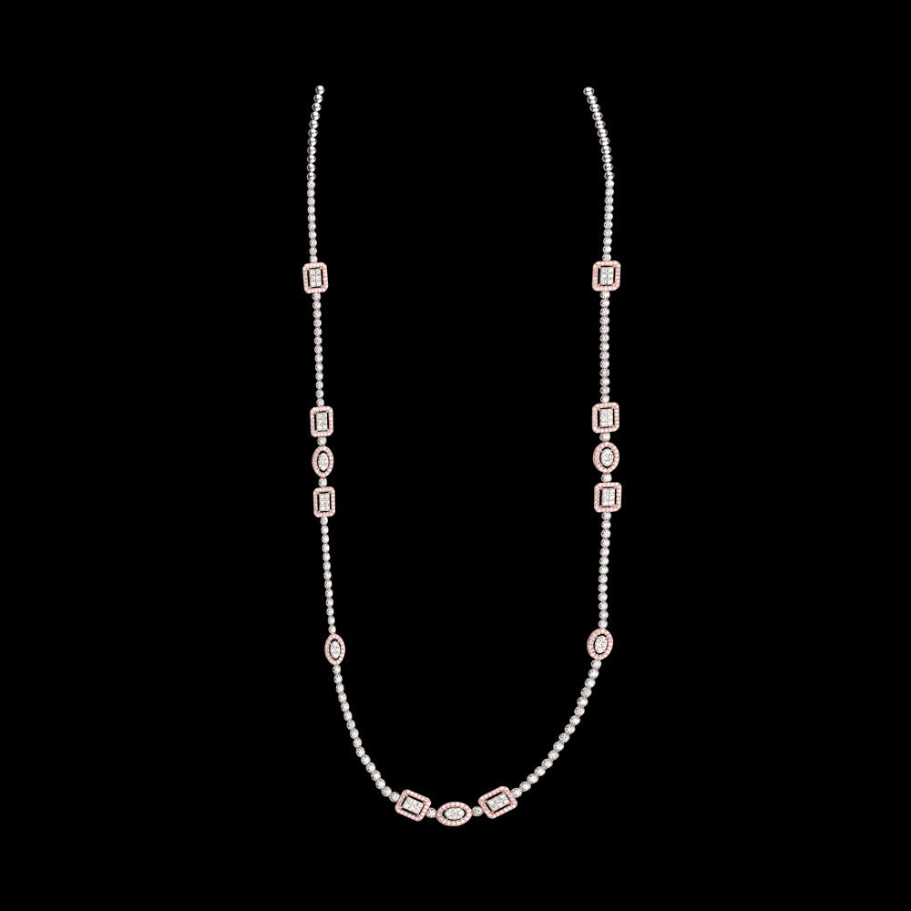 18K Two Tone Gold Diamond Necklace - 6.81ct VS-SI-GH