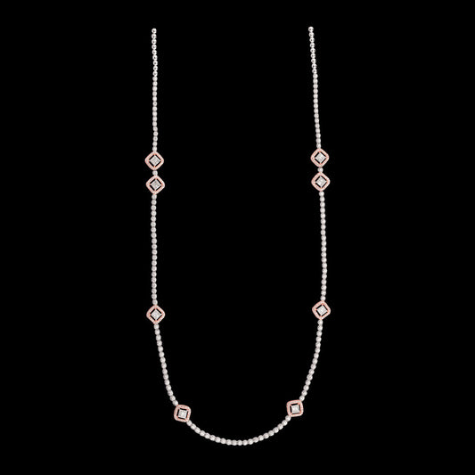 18K Two Tone Gold Diamond Necklace - 4.546ct VS-SI-GHI