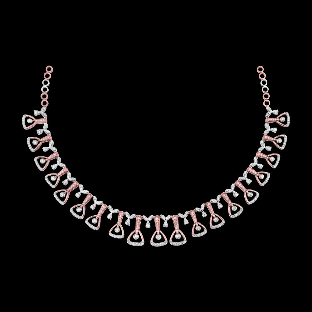 14K Two Tone Gold Diamond Necklace - 3.53ct VVS-VS-GH
