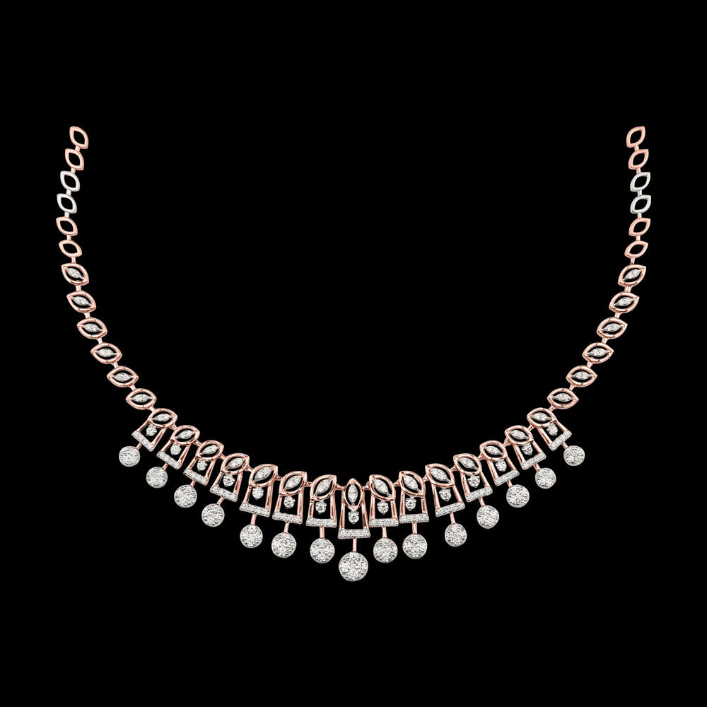 14K Two Tone Gold Diamond Necklace - 3.04ct VVS-VS-IJ