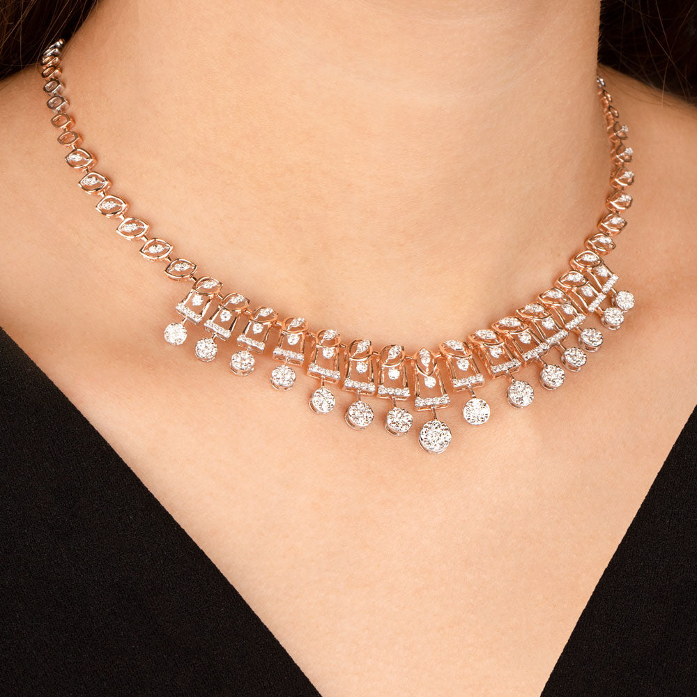 14K Two Tone Gold Diamond Necklace - 3.04ct VVS-VS-IJ