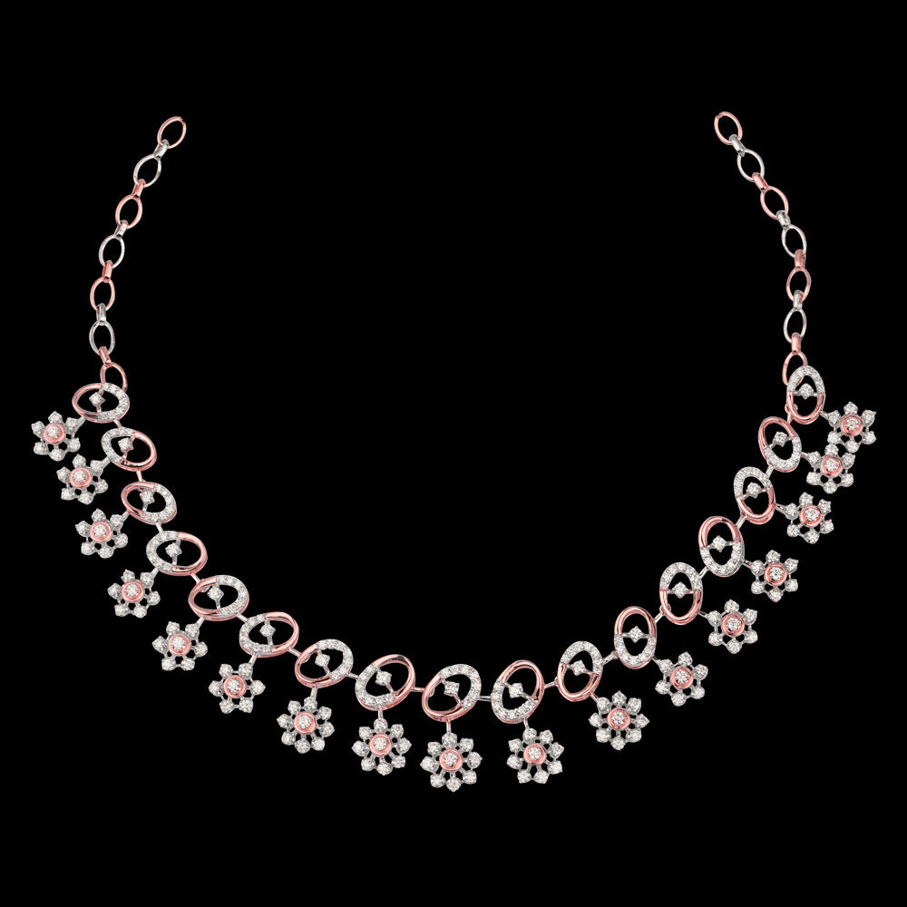 14K Two Tone Gold Diamond Necklace - 4.25ct VVS-VS-GH
