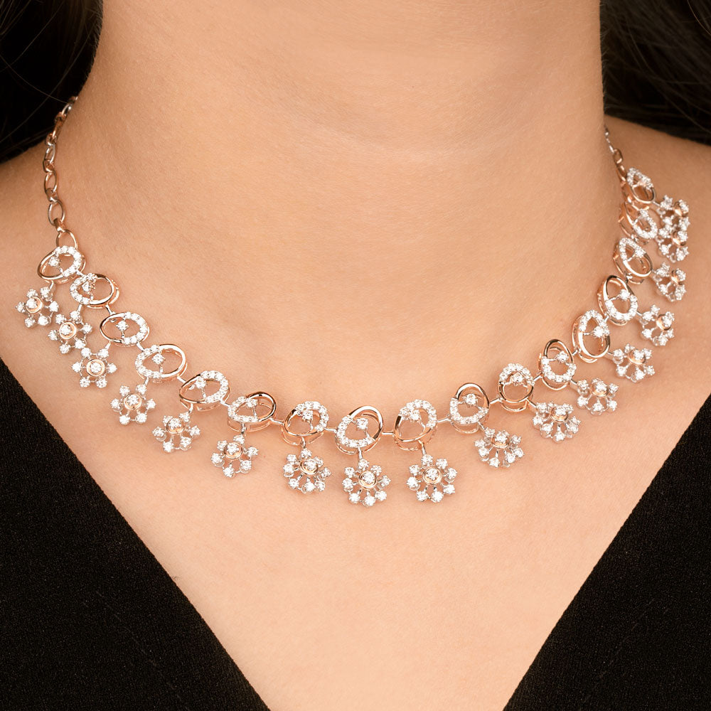 14K Two Tone Gold Diamond Necklace - 4.25ct VVS-VS-GH