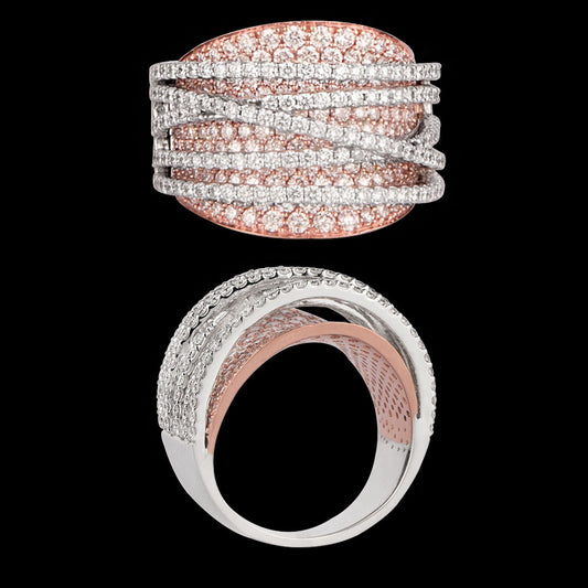 14K Two Tone Gold Diamond Ring - 2.98ct VVS-VS-GH