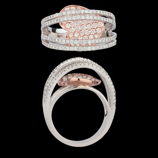14K Two Tone Gold Diamond Ring - 1.48ct VVS-VS-GH