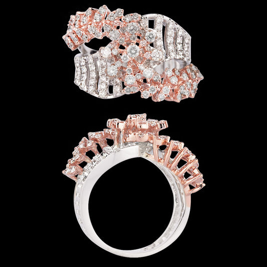 18K Two Tone Gold Diamond Ring - 1.4ct VVS-VS-GH