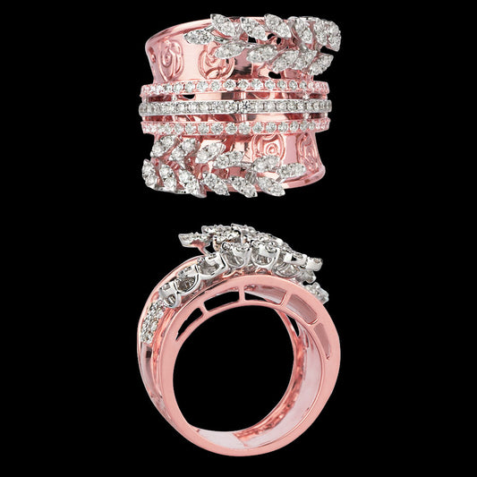 18K Two Tone Gold Diamond Ring - 1.48ct VVS-VS-GH