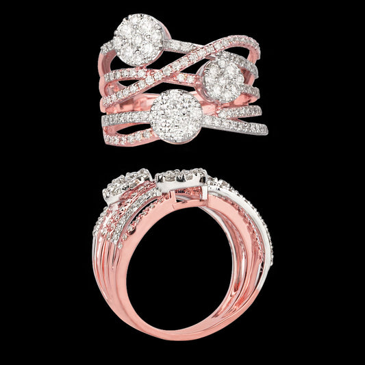 14K Two Tone Gold Diamond Ring - 1.37ct VVS-VS-GH