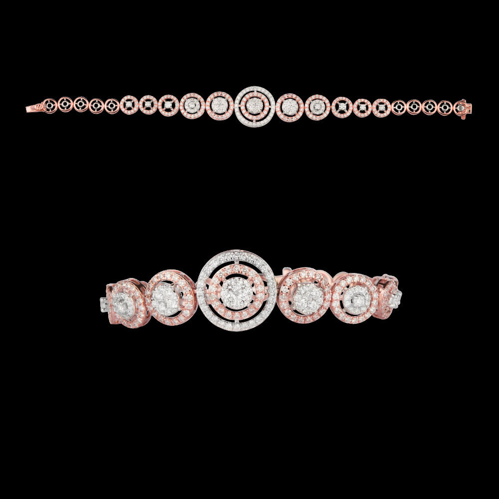 14K Two Tone Gold Diamond Bracelet - 3.85ct VVS-VS-GH
