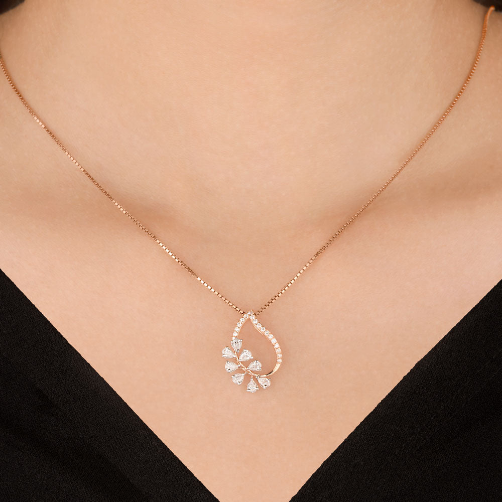 18K Two Tone Gold Diamond Pendant - 0.456ct VVS-EF