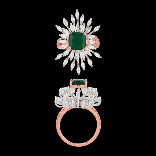 18K Two Tone Gold Diamond Ring - 1.246ct VVS-EF with Colour Stones