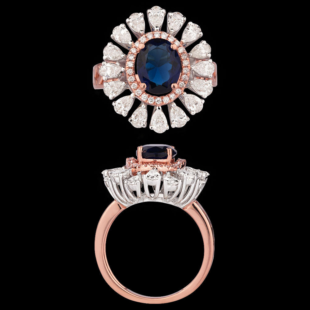 18K Two Tone Gold Diamond Ring - 1.527ct VS-SI-GH with Colour Stones