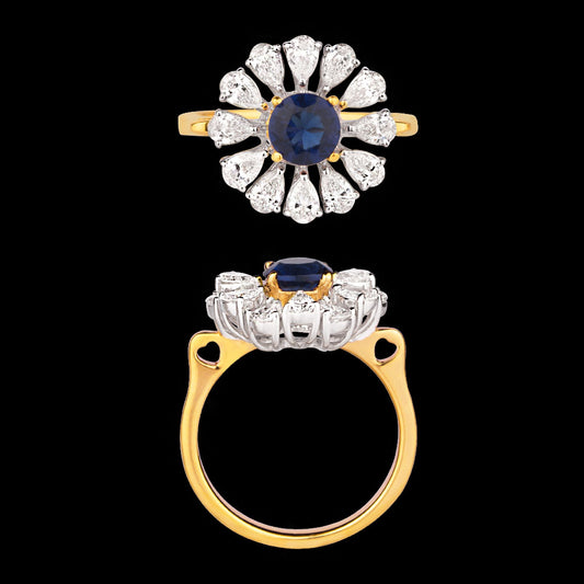 18K Two Tone Gold Diamond Ring - 1.07ct VS-SI-FG with Colour Stones