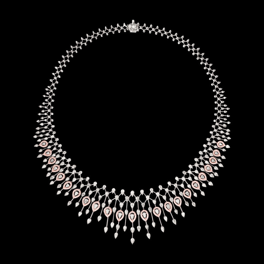 18K Two Tone Gold Diamond Necklace - 18.634ct VVS-VS-GH
