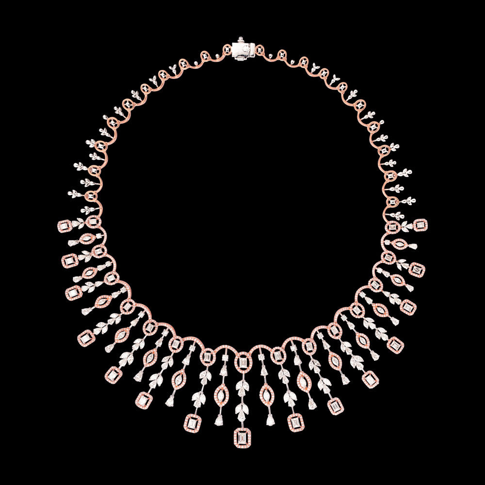 18K Two Tone Gold Diamond Necklace - 19.679ct VVS-VS-GH