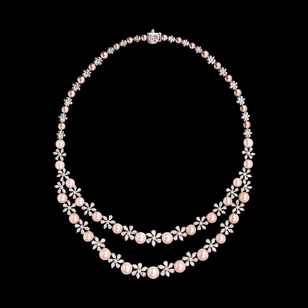 18K Two Tone Gold Diamond Necklace - 11.622ct VVS-VS-GH with Colour Stones