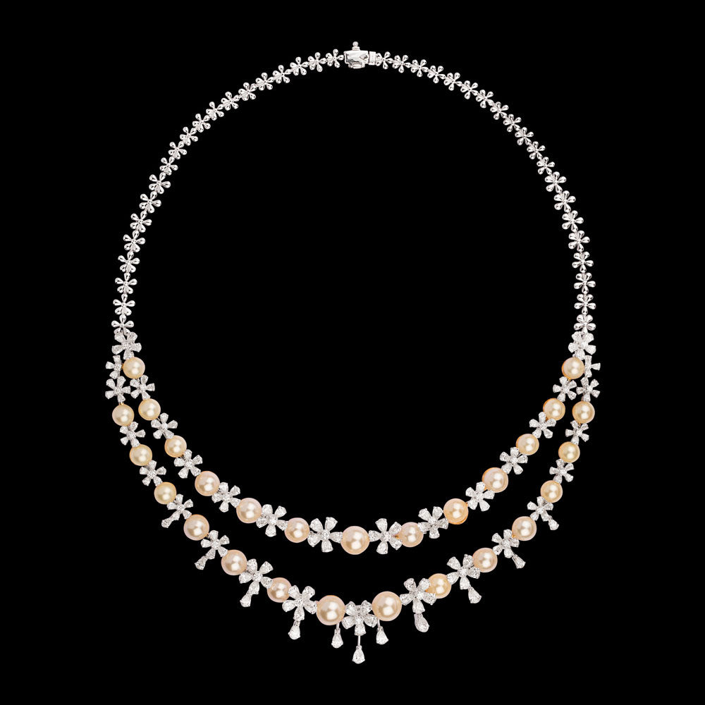 18K Two Tone Gold Diamond Necklace - 13.936ct VVS-VS-HI with Colour Stones