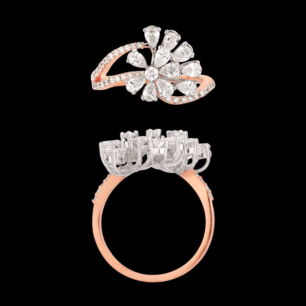 18K Two Tone Gold Diamond Ring - 0.921ct VVS-VS-EF