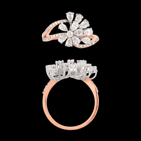 18K Two Tone Gold Diamond Ring - 0.921ct VVS-VS-EF