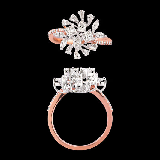 18K Two Tone Gold Diamond Ring - 0.981ct VVS-VS-GH