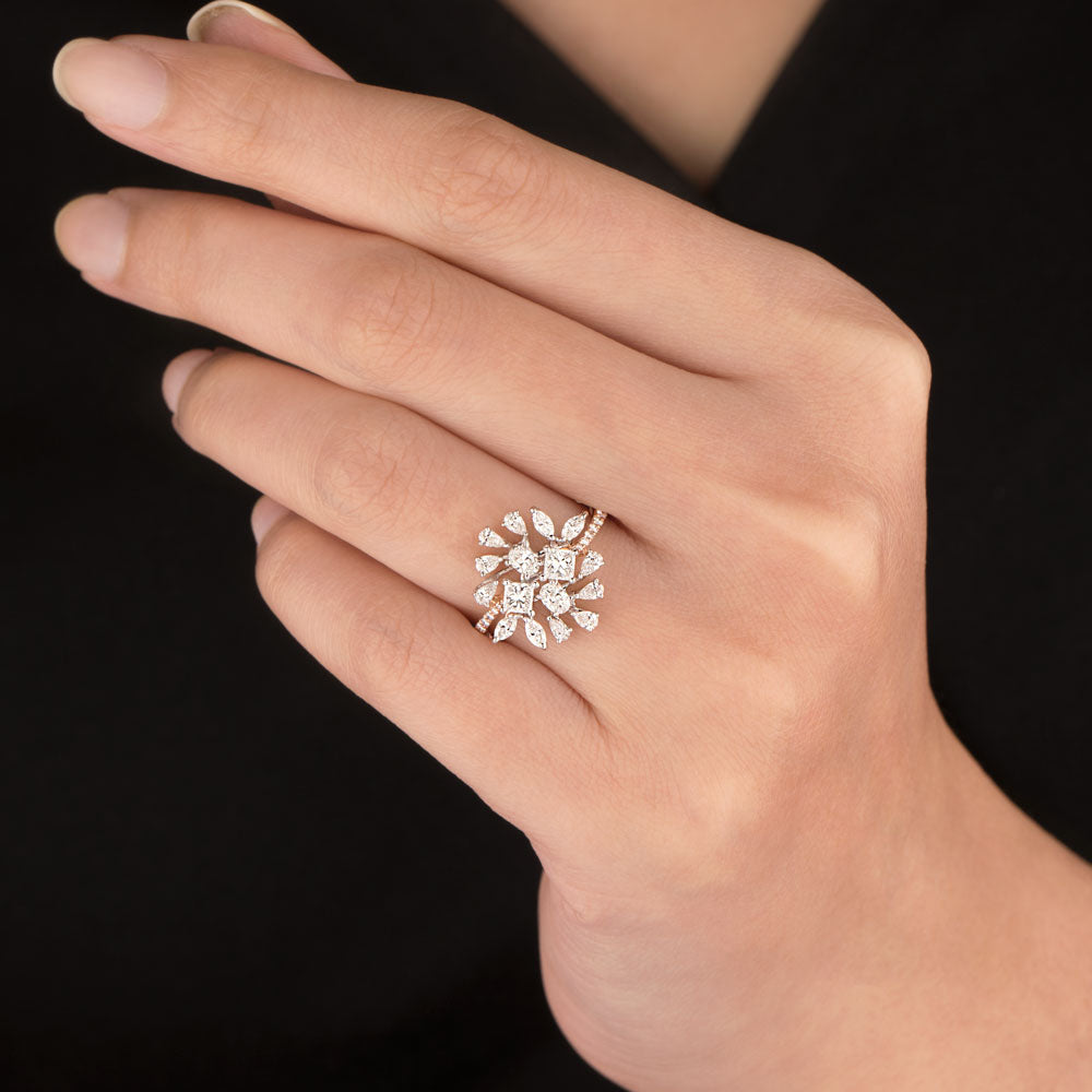 18K Two Tone Gold Diamond Ring - 0.981ct VVS-VS-GH