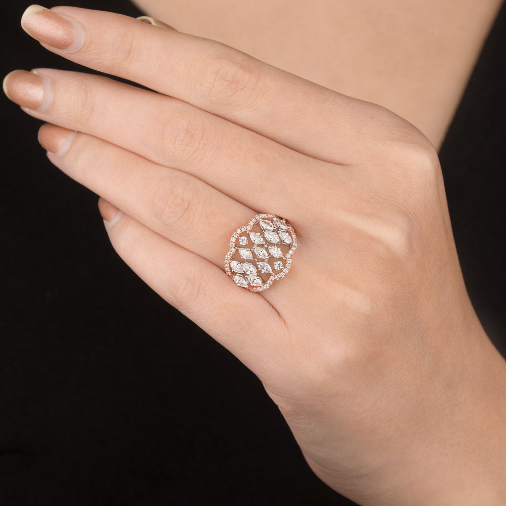 18K Two Tone Gold Diamond Ring - 1.193ct VS-SI-FG