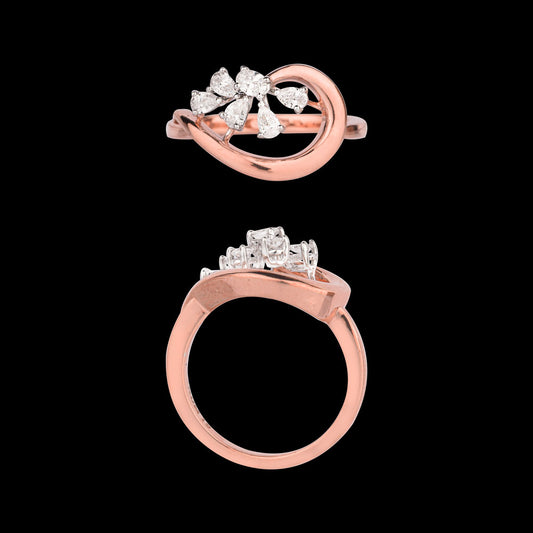 18K Two Tone Gold Diamond Ring - 0.38ct VS-SI-EF