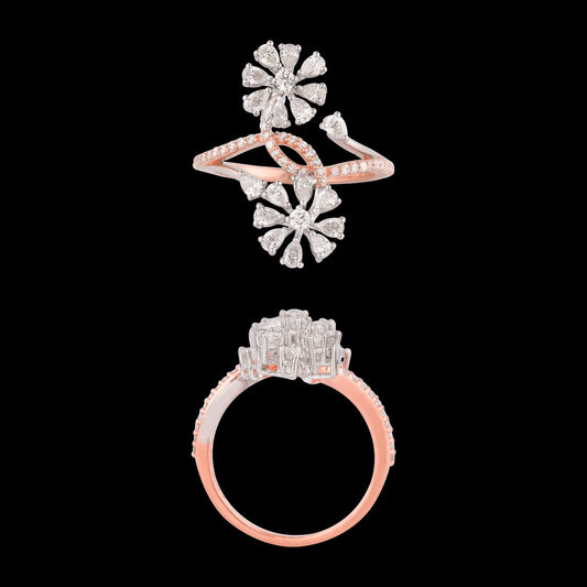 18K Two Tone Gold Diamond Ring - 0.977ct VVS-VS-EF
