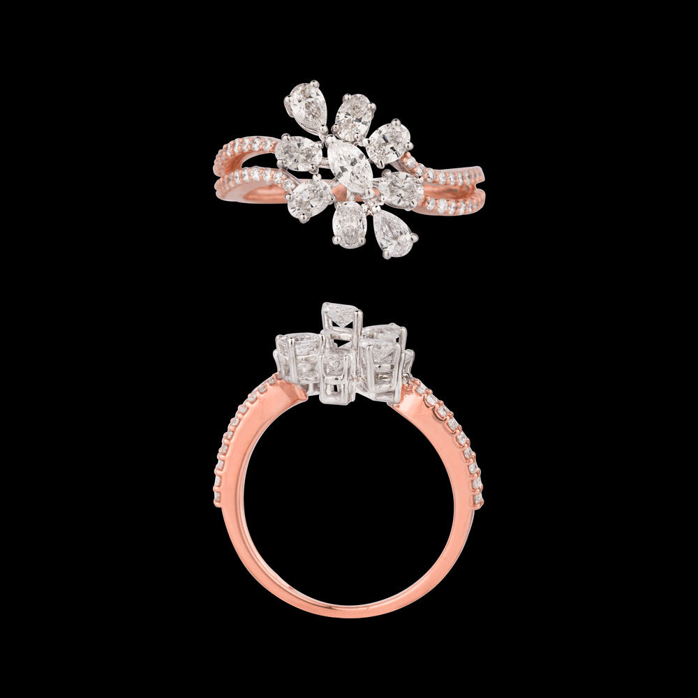 18K Two Tone Gold Diamond Ring - 1.174ct VS-SI-EF