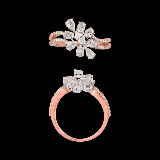 18K Two Tone Gold Diamond Ring - 1.174ct VS-SI-EF