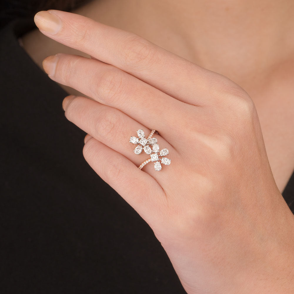 18K Two Tone Gold Diamond Ring - 1.225ct VS-SI-EF