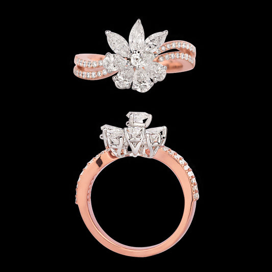 18K Two Tone Gold Diamond Ring - 1.529ct VS-SI-FG