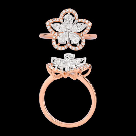 18K Two Tone Gold Diamond Ring - 1.123ct VS-SI-EF