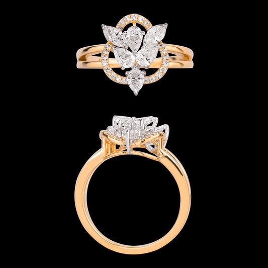 18K Two Tone Gold Diamond Ring - 1.053ct VVS-VS-EF