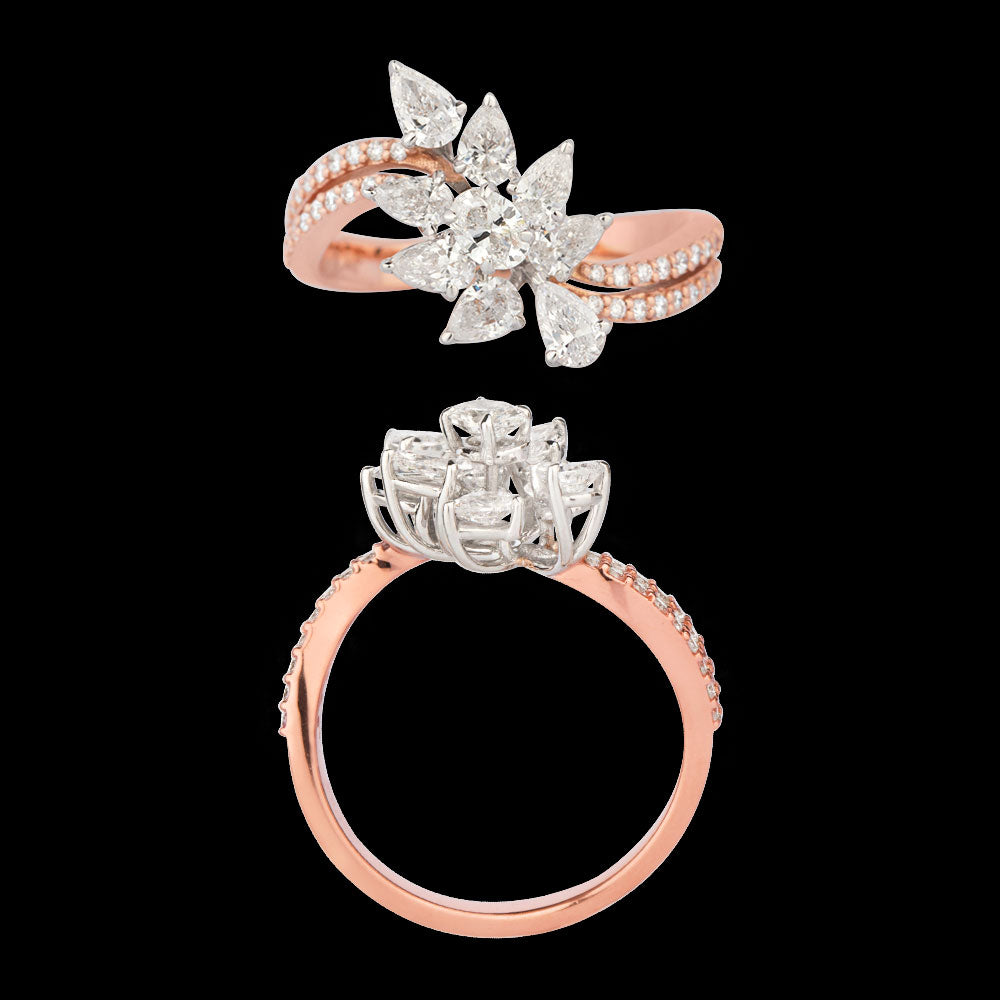 18K Two Tone Gold Diamond Ring - 1.171ct VS-SI-EF