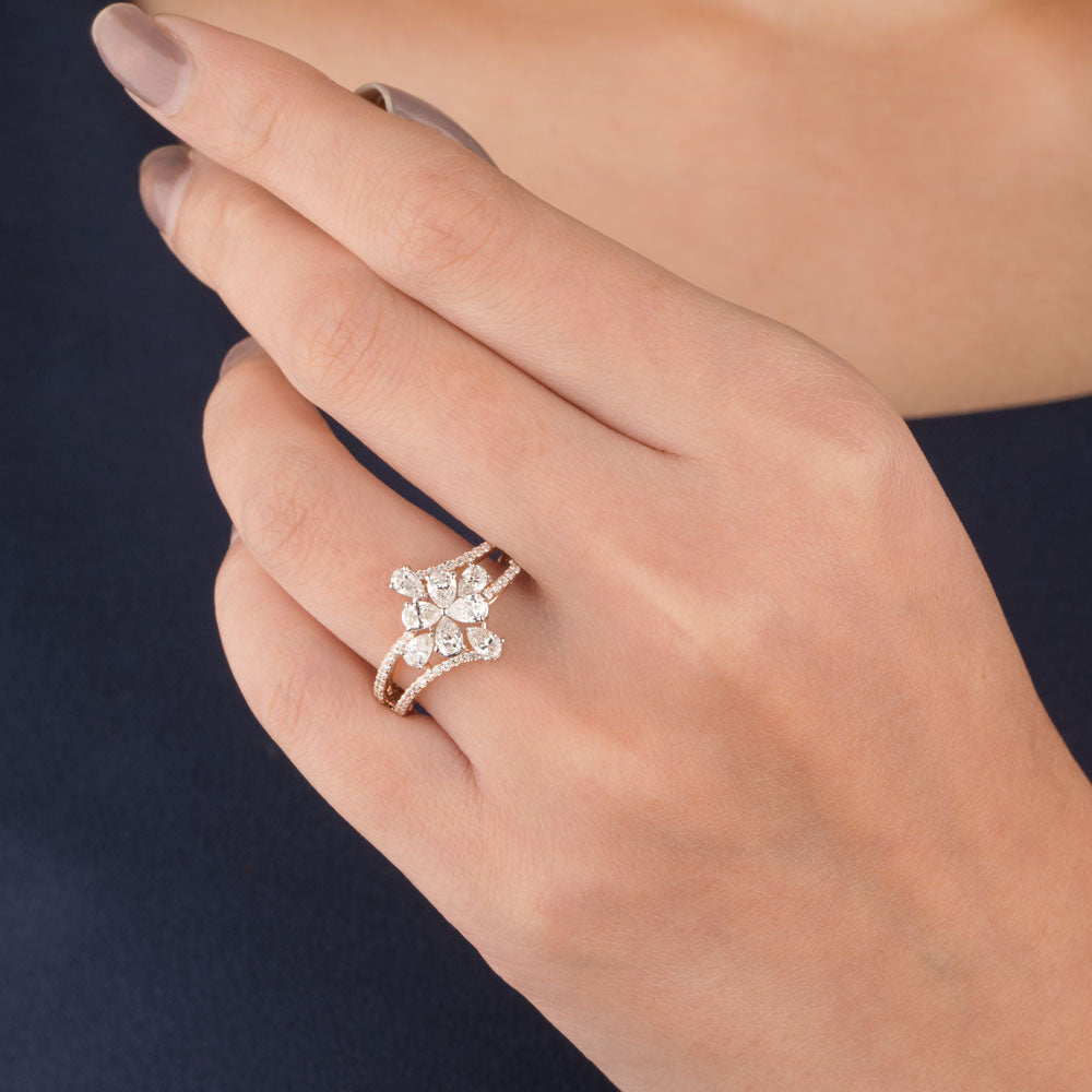 18K Two Tone Gold Diamond Ring - 1.286ct VVS-VS-GH