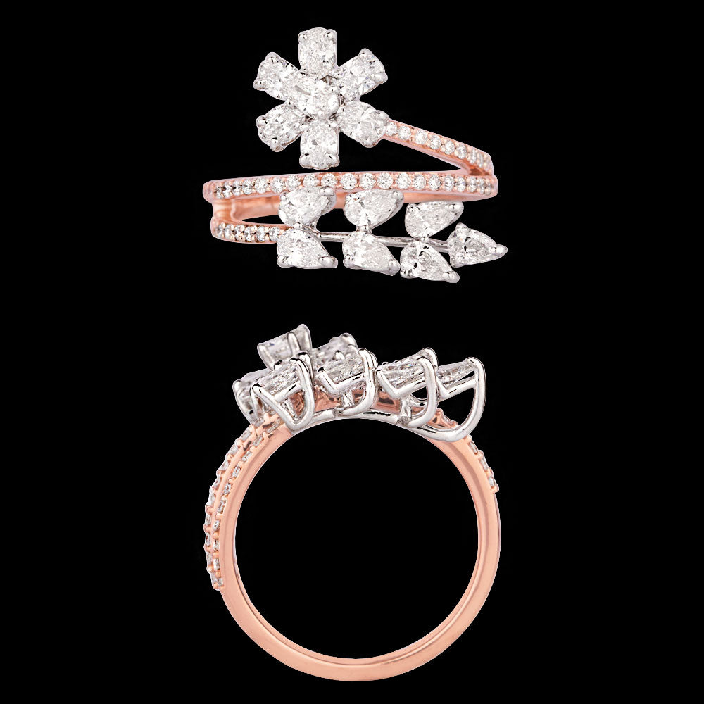 18K Two Tone Gold Diamond Ring - 1.363ct VS-SI-EF