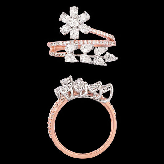 18K Two Tone Gold Diamond Ring - 1.363ct VS-SI-EF