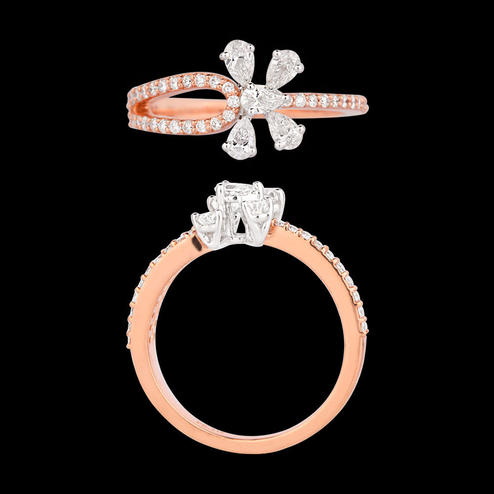 18K Two Tone Gold Diamond Ring - 0.636ct VS-SI-EF