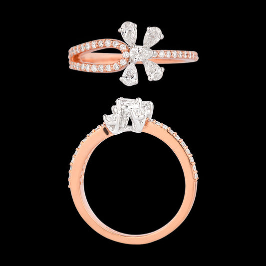 18K Two Tone Gold Diamond Ring - 0.636ct VS-SI-EF