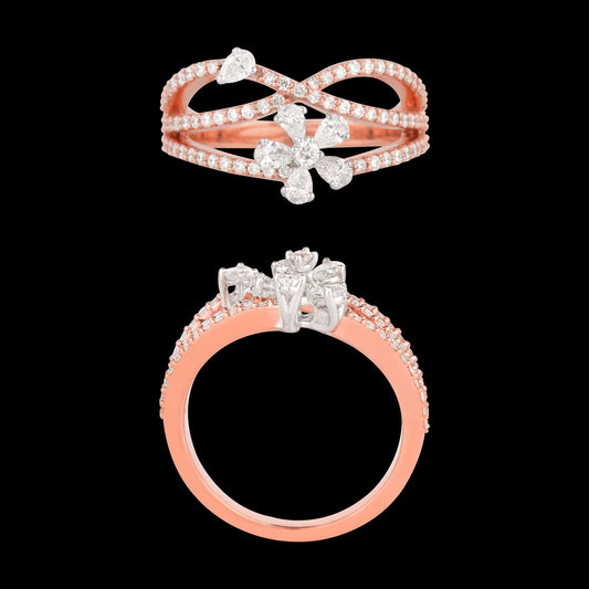 18K Two Tone Gold Diamond Ring - 0.783ct VS-SI-EF