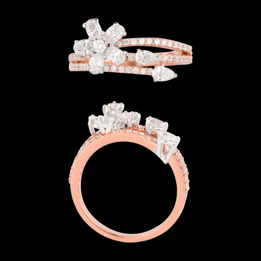 18K Two Tone Gold Diamond Ring - 0.924ct VS-SI-EF