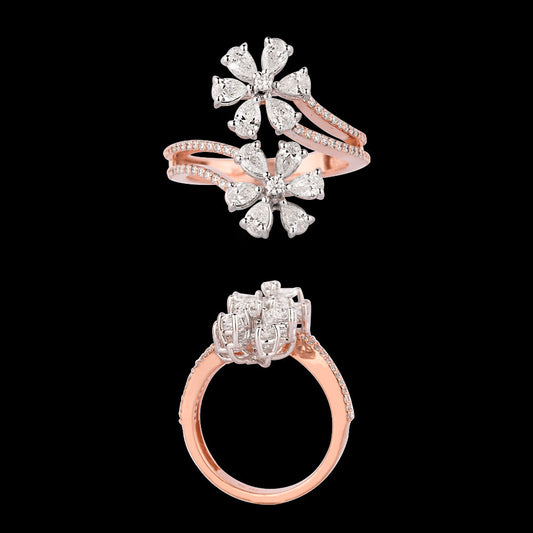 18K Two Tone Gold Diamond Ring - 1.21ct VVS-VS-EF