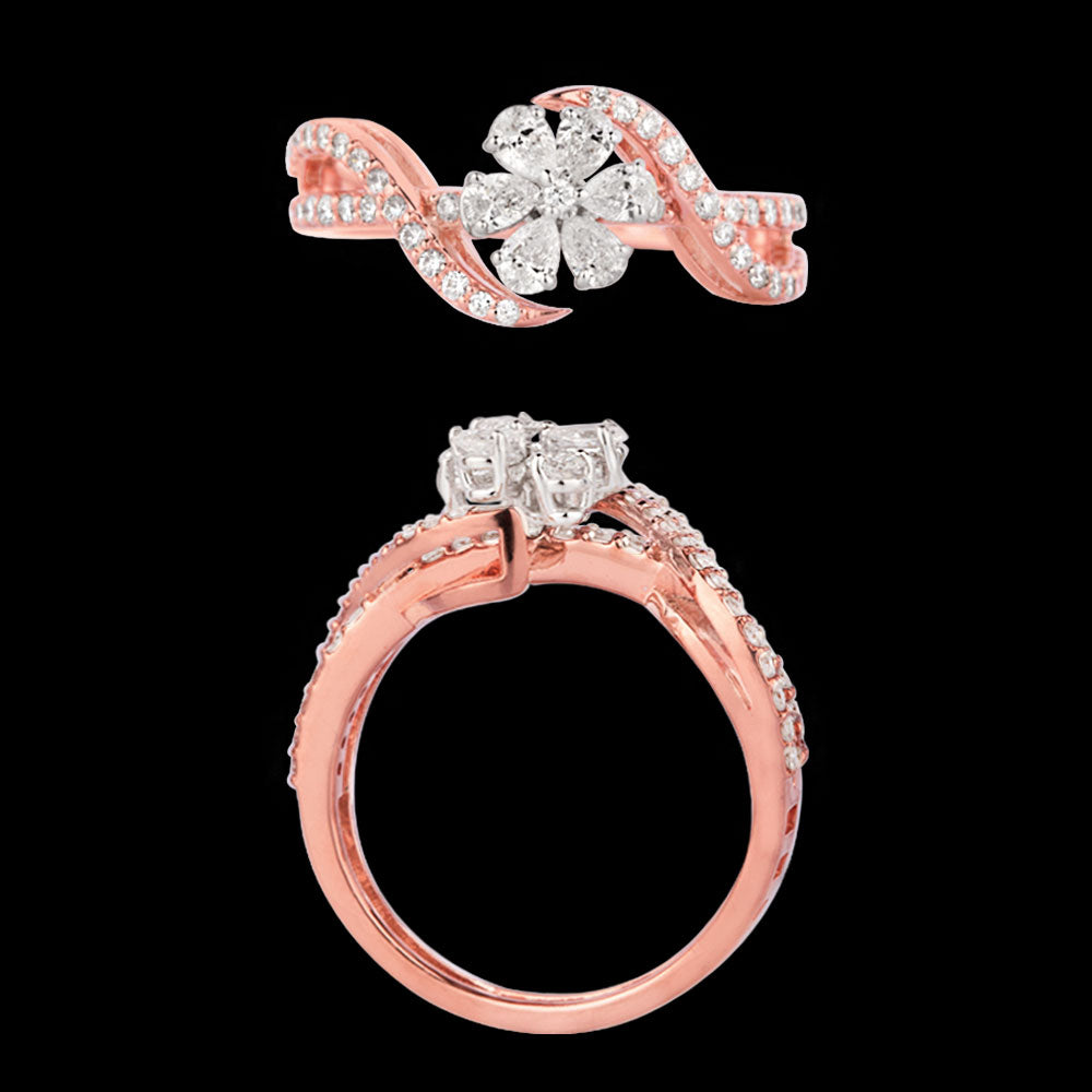 18K Two Tone Gold Diamond Ring - 0.698ct VVS-VS-EF