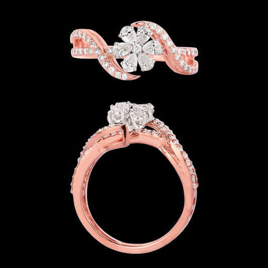 18K Two Tone Gold Diamond Ring - 0.698ct VVS-VS-EF